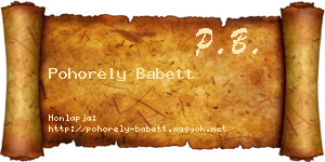 Pohorely Babett névjegykártya